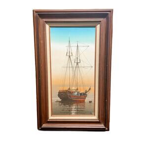Eugene Schmidt Santa Barbara Oil on Canvas Sailboat Painting -Framed